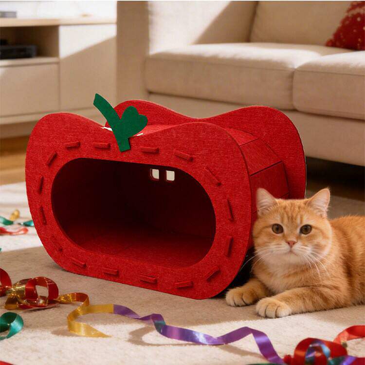 四季红苹果猫窝大号隧道猫窝宠物用品窝毛毡通用猫屋猫咪玩具
