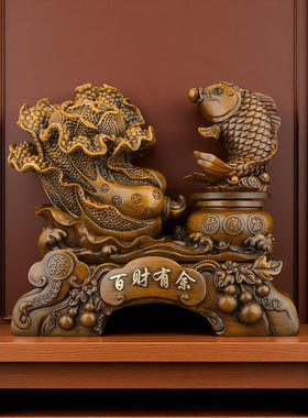 玄关百财有余白菜摆件家居酒柜开业装饰品鲤鱼跃龙门乔迁直销