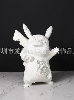 被侵蚀的皮卡丘雕塑卡通公仔桌面样板房客厅手办摆件儿童房装饰