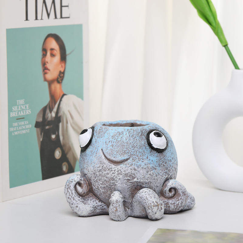 新款搞怪罐子创意花园装饰章鱼户外庭院八爪鱼多肉花盆装饰品