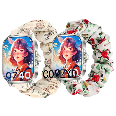 适用KUMI KU7 Meta Ultra表带女生款碎花欧大肠圈休闲替换腕带