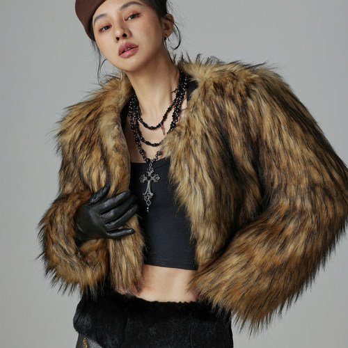 定制加厚长深毛环保皮草冬季外套