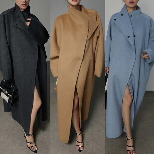 羊绒大衣女极简廓形双面羊毛外套