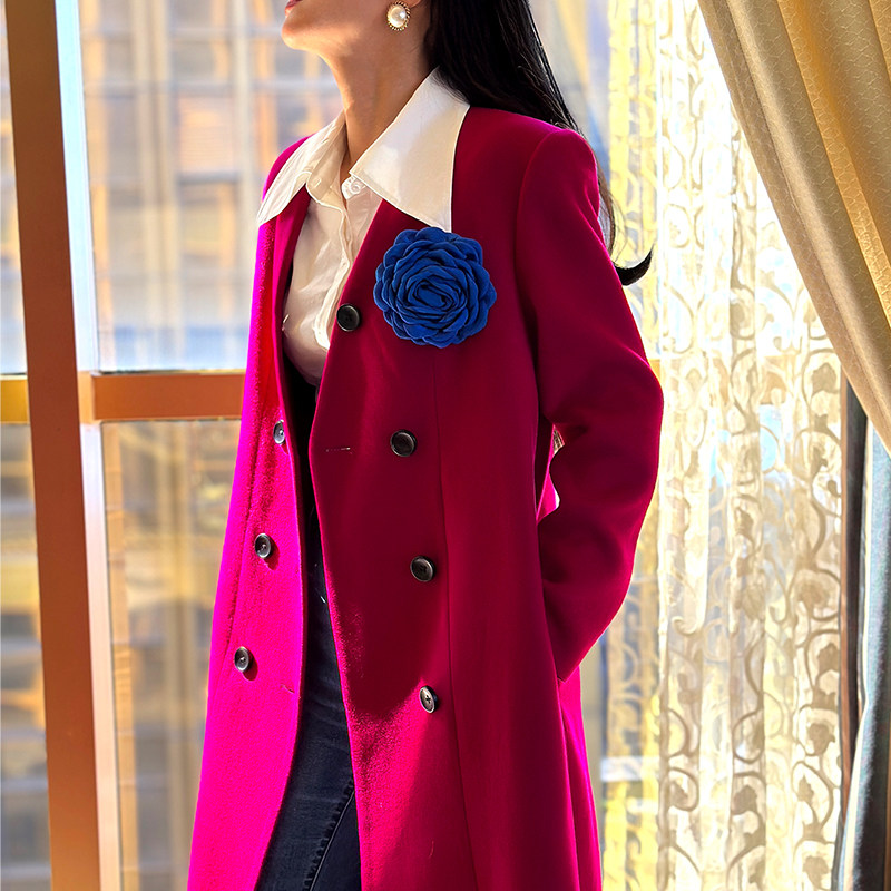 12厘米超大时髦霸气复古布艺手作大衣外套西装箱包胸花配饰多色女