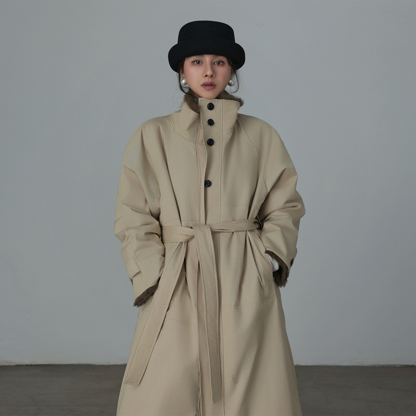 无缝两面穿兔毛皮草派克休闲大衣