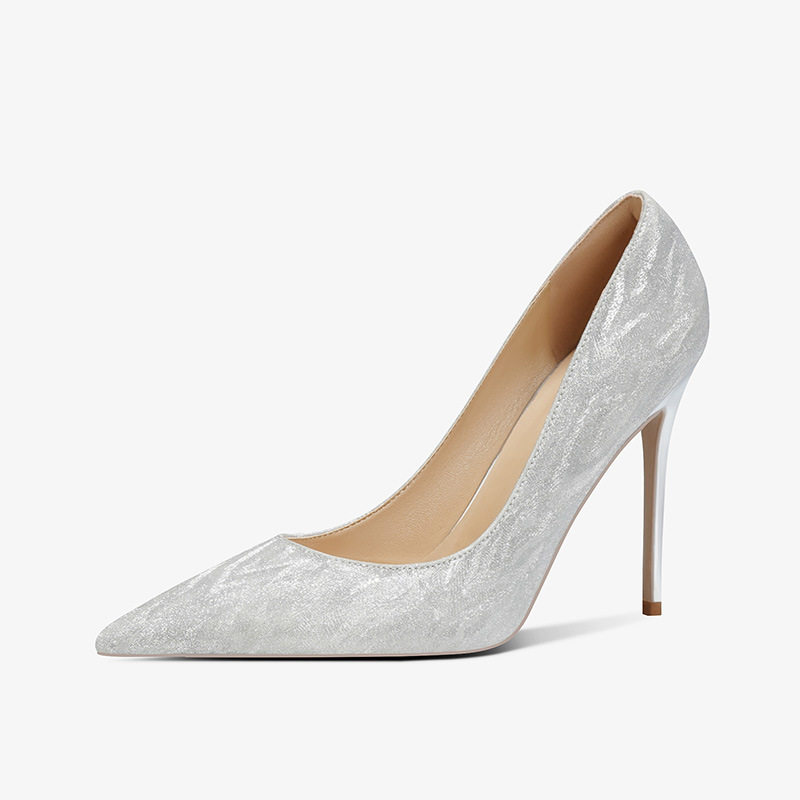 宽胖脚婚鞋新娘鞋高跟鞋女2026新款绝美羊皮浅口单鞋主婚纱订婚宴