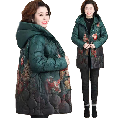 妈妈冬装洋气羽绒服女中长款
