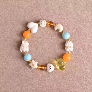 天然猛犸象牙雕刻手串 搭配蜜蜡/猛犸屁桃、海纹石/老蜜蜡花珀