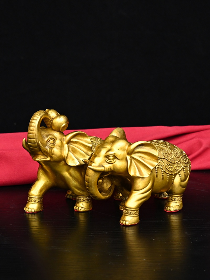 大象摆件一对纯铜招财吸水象家居客厅玄关办公室店铺桌面装饰礼品
