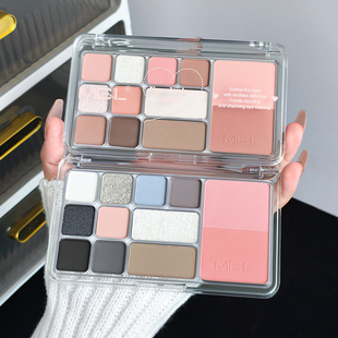 十二色怦然倾心眼影盘腮红高光修容三合一综合盘日常妆低饱和淡妆