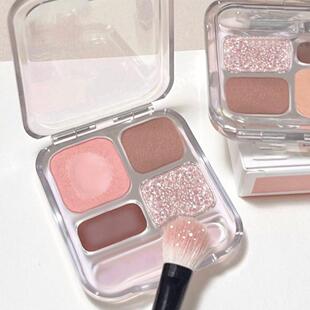 妈生感卧蚕爱豆四色眼影盘珠光细闪高光腮红眼线膏平价学生党彩妆