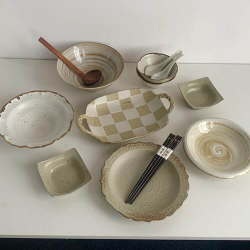 漫生活老板娘 二人食暖色旧语 餐具碗盘套装组合情侣用餐精致生活