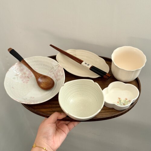漫生活老板娘 粉樱食光 粉粉嫩嫩漂亮一人食套装碗盘杯碟减脂餐