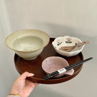 漫生活老板娘 粉釉小趣 粉白色系精致漂亮一人食套装面碗家用仪式