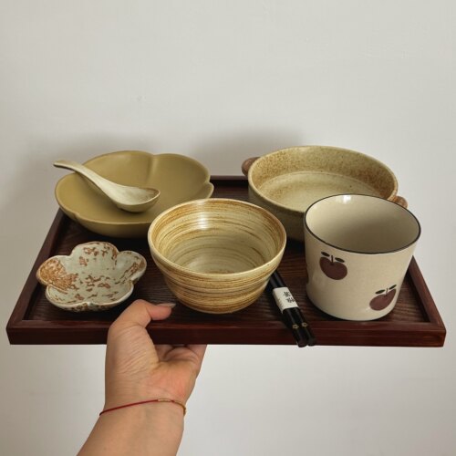 漫生活老板娘 田园陶色 一人食碗盘碗碟套装家用减脂餐民宿餐厅