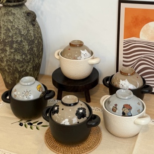 漫生活老板娘可爱砂锅家用一人食日式高颜值明火耐高温炖锅煲汤锅