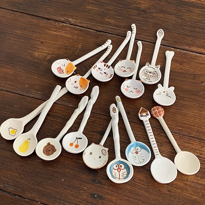 漫生活老板娘  手绘可爱卡通干饭勺家用小朋友勺子长柄勺西瓜勺