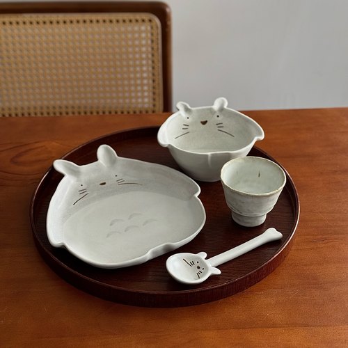 漫生活老板娘 龙猫一家 一人食餐具搭配碗碟套装可爱日式早餐儿童