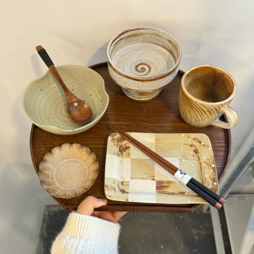 漫生活老板娘 秋野陶风 复古侘寂风碗具套装一人食碗盘杯碟餐具