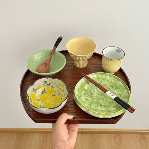 漫生活老板娘 嫩黄浅绿 小清新田园风精致家用一人食民宿餐厅酒店