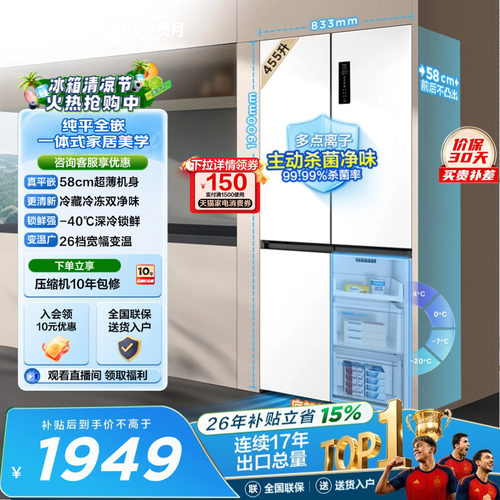 TCL455升超薄零嵌双净味宽变温