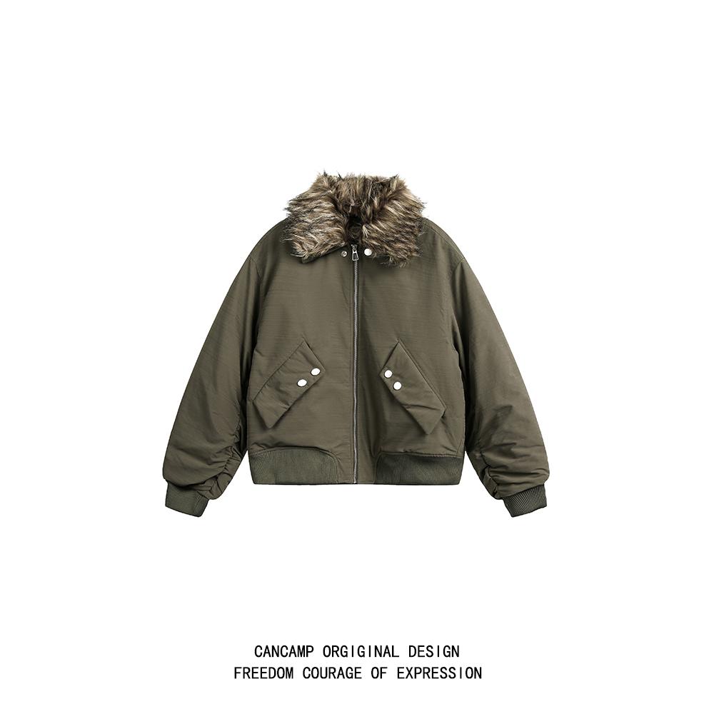 可拆卸毛领飞行员夹克