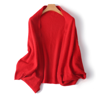 高级感100%羊毛针织披肩女秋冬斗篷毛衣外套开衫披风外搭罩衫