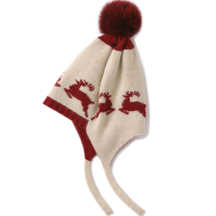 儿童护耳帽！秋冬季宝宝帽山羊绒帽子男女童毛线帽羊毛加厚针织帽