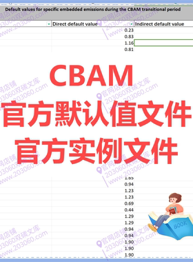 【官方文件】CBAM官方默认值文件实例文件标准模板代填咨询填报