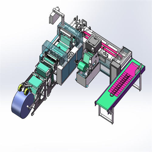 高速塑料3D自动制袋机 纸袋生产线 X2793 3D图纸 机械设计素材 SW