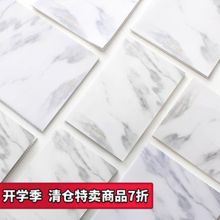 尼家 北欧风大理石纹B5笔记本文具 车线本16K 40张软面抄记事本子