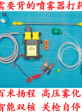 三轮车打药泵高压智能打药机关水停机水泵打草打农药12V双核电机