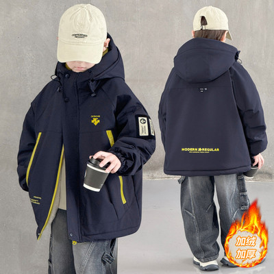 男童加绒外套2025新款棉服