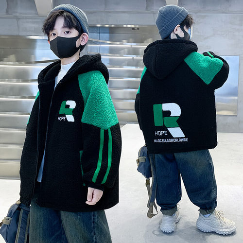 男童加绒外套毛毛衣冬装加厚上衣