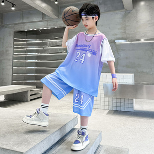 儿童24号篮球服套装男童学生男孩青少年球服速干训练运动短袖球衣