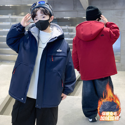 男童加绒加厚外套秋冬装