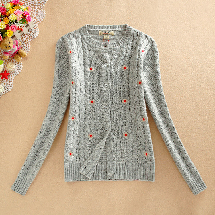 羊毛针织开衫女士2023秋冬季毛衣外套修身甜美灰色保暖圆领显瘦,女装/女士精品,毛衣,淘宝优惠券,粉丝福利购,淘宝优惠卷