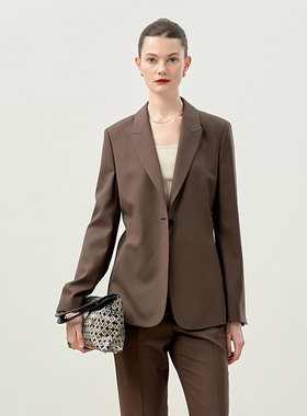 茉莉雅集优雅气质收腰精纺全羊毛通勤戗驳领西装女 WXZ08013