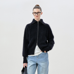 茉莉雅集多元造型两用领KVSS全羊绒拉绒拉链针织开衫WZK06173