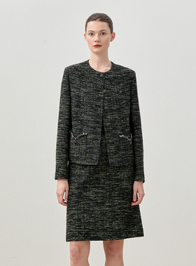 *茉莉雅集 香*风意大利羊毛花呢镶钻外套女WWT07236