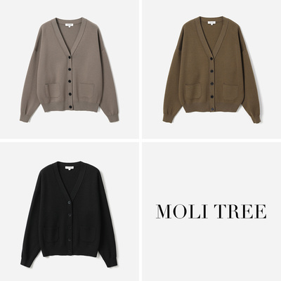 茉莉雅集意大利精纺全羊毛经典V领奶奶针织开衫毛衣WZK07127