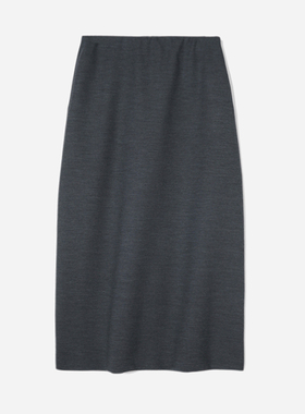 茉莉雅集R0*W优雅四面弹针织羊毛后开叉一步裙半裙WBQ06139