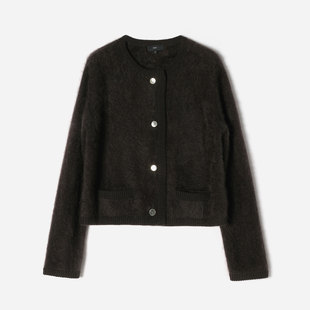 茉莉雅集KVSS拉绒全羊绒保暖舒适优雅针织开衫WZK07031