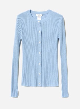 茉莉雅集 舒适感进行到底120S精纺全羊毛坑条针织开衫WZK07029