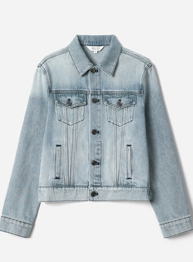 茉莉雅集L*V经典水洗磨白挺括全棉短箱形长袖牛仔外套 WWT08070