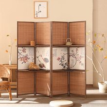新中式 竹编客厅屏风隔断可折叠移动创意房间卧室简约入门遮挡玄关