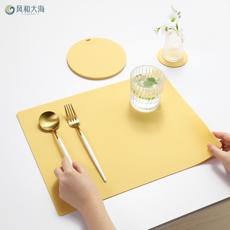隔热硅胶餐垫三件套含锅垫杯垫