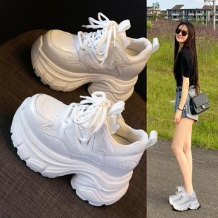 隐形增高跟运动鞋 松糕鞋 女显脚小个子 女2025新款 12cm超厚底老爹鞋