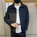 M3835-P90秋冬新款男士开衫加厚轻商务翻领单排纽扣针织开衫外套，男装针织衫/毛衣，电商D310B
