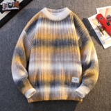 84778-P65美式复古条纹毛衣外套男女秋冬季潮牌百搭情侣宽松保暖，男装针织衫/毛衣，电商D310B